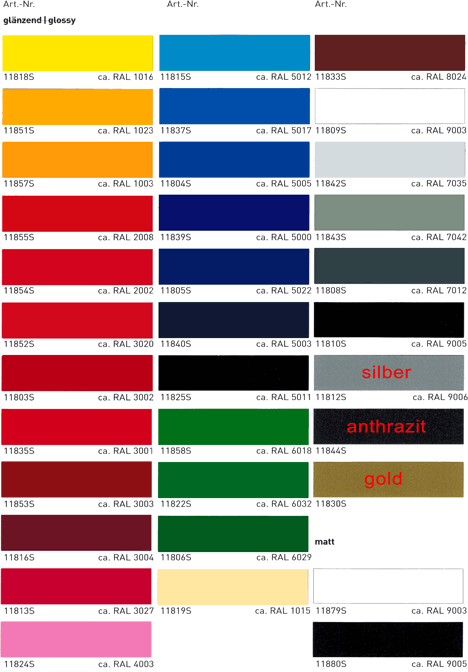 Farbfolien Premium ASLAN C118 Farben